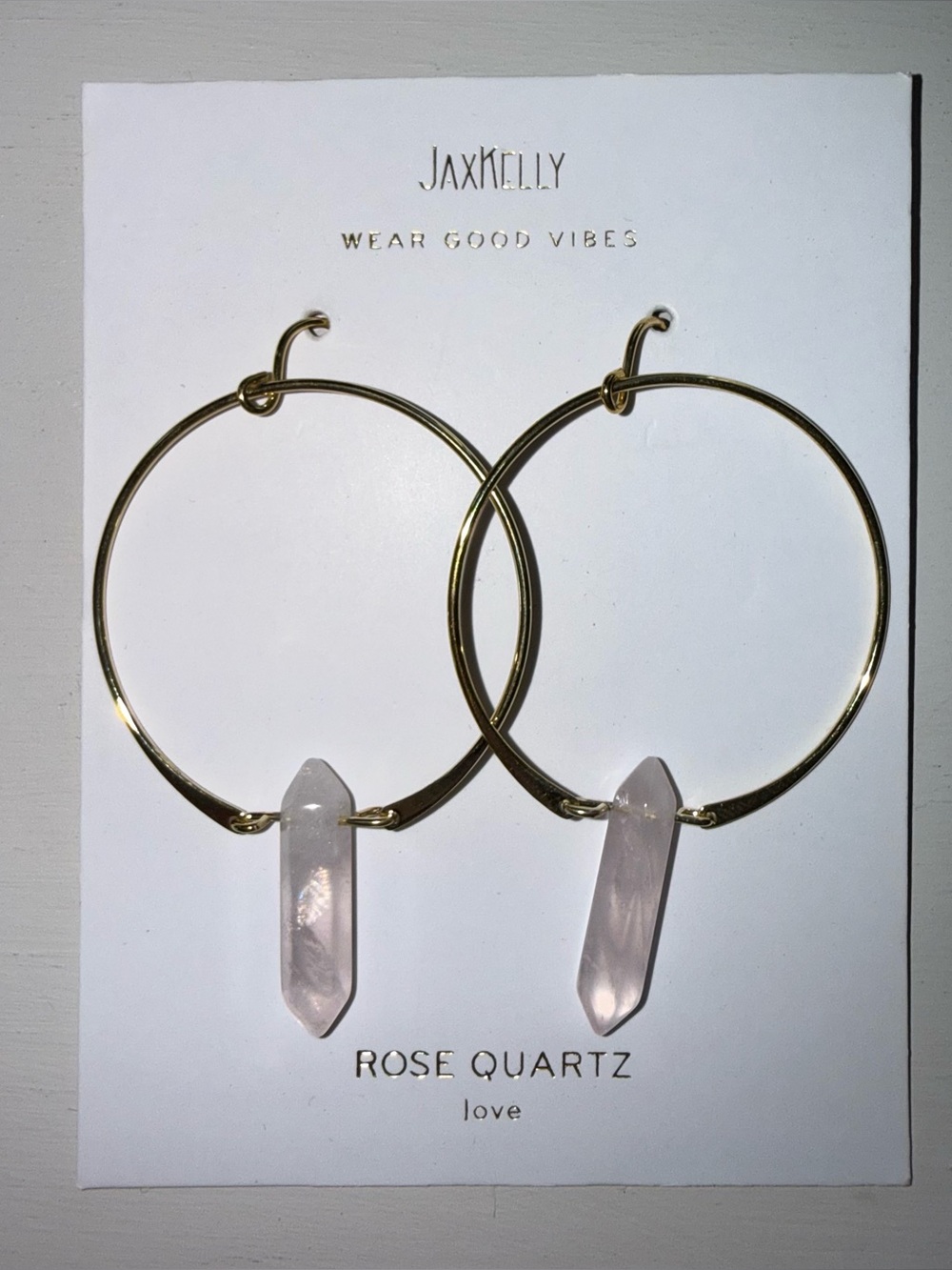 Jaxkelly Rose Quartz Hoops